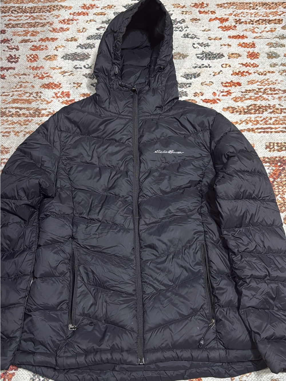Eddie Bauer Women's Black Hooded Packable Puffer Jacket